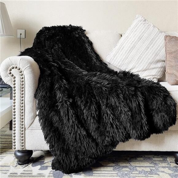 Faux Fur Throw Blanket 50x60 Soft Fluffy Shaggy Cozy Plush Blanket for Couch Bed - Picture 1 of 7